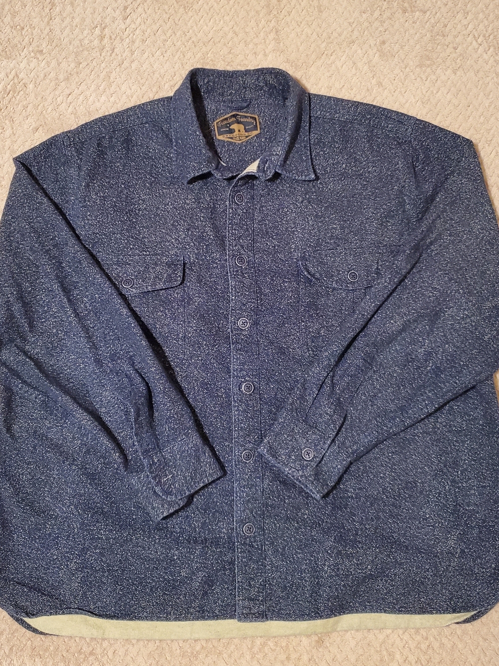 Men's Blue Lightweight Shirt Jacket with Chest Pockets
